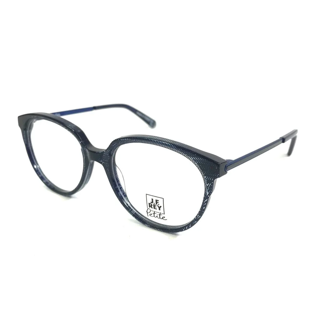 J.F. Rey Petite Eyeglasses Frames PA101 2570 Blue Pixel Navy Black 49-16-140